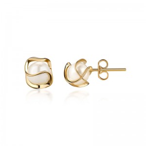 Hongde 18K aranyozott ketrecbe zárt gyöngy fülbevaló, 4mm